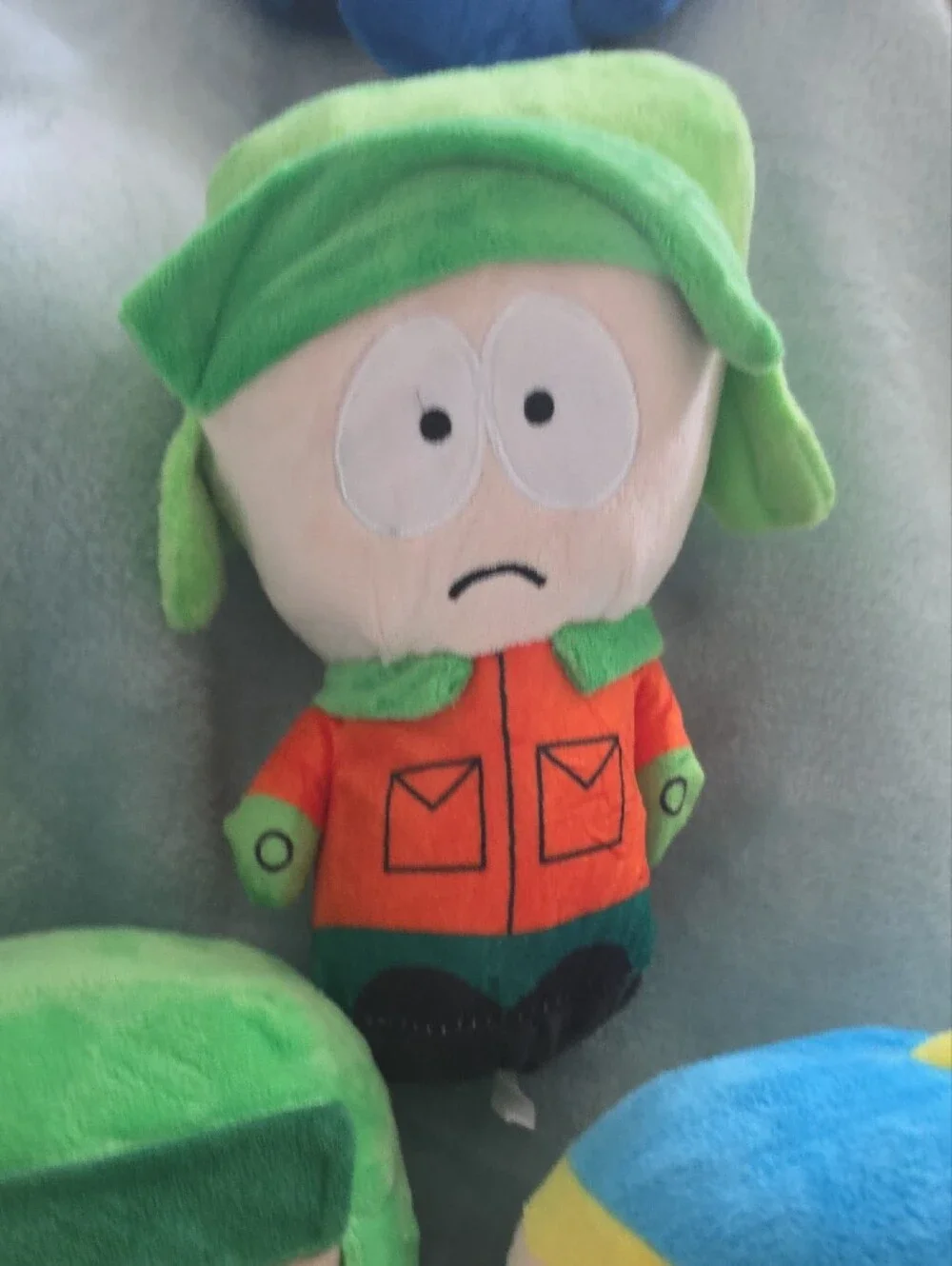 Green and Multicolor Plush Cartoon Characters - Kids Toy Set